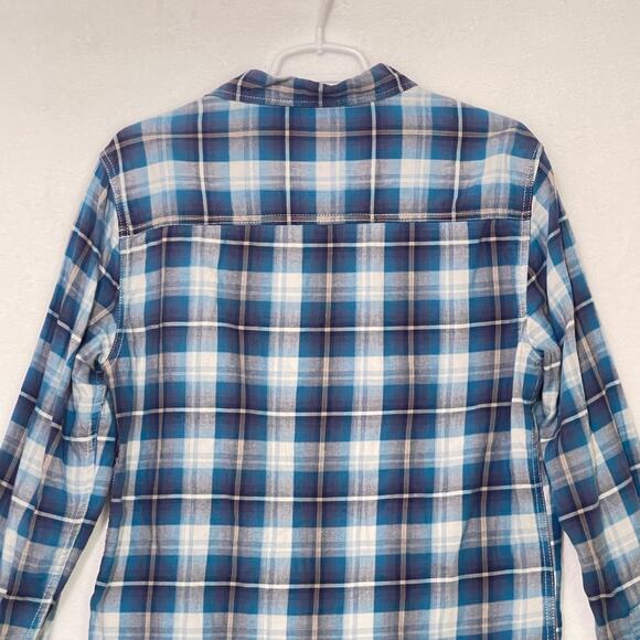 Brooklyn Calling NYC Button Down Shirt Mens Small Blue White Plaid Long Sleeve - Picture 9 of 11